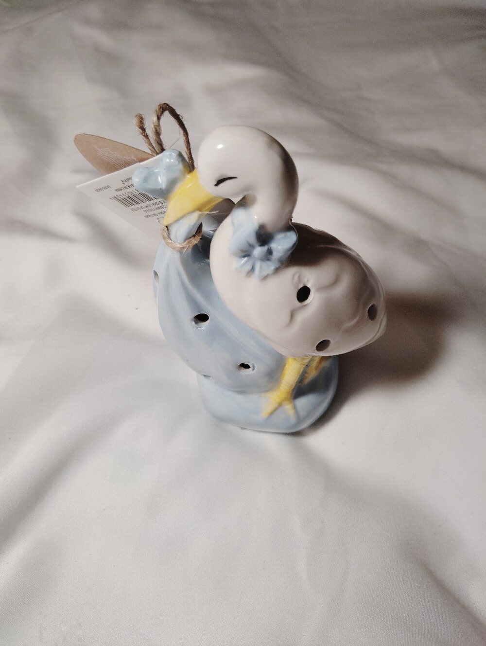 Mud Pie Blue, White & Yellow Ceramic Stork Nightlight Babies Room